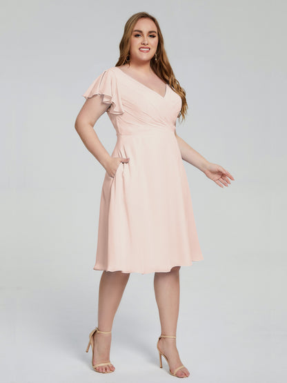 Alina Affordable Plus Size Short Bridesmaid Dresses with Sleeves