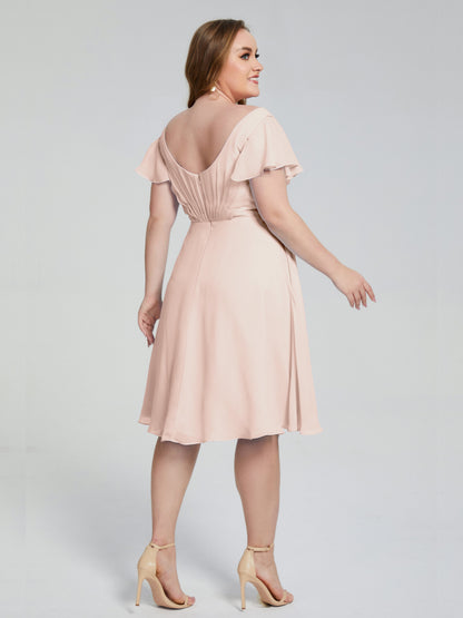 Alina Affordable Plus Size Short Bridesmaid Dresses with Sleeves