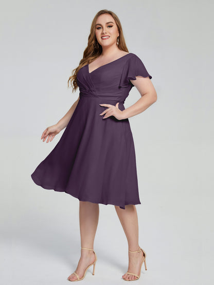Alina Affordable Plus Size Short Bridesmaid Dresses with Sleeves