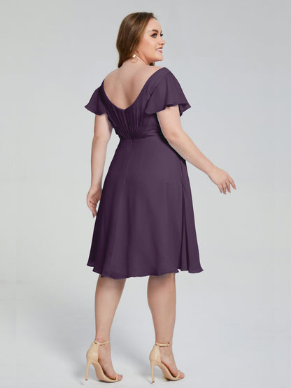 Alina Affordable Plus Size Short Bridesmaid Dresses with Sleeves