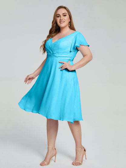 Alina Affordable Plus Size Short Bridesmaid Dresses with Sleeves