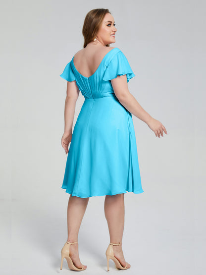Alina Affordable Plus Size Short Bridesmaid Dresses with Sleeves