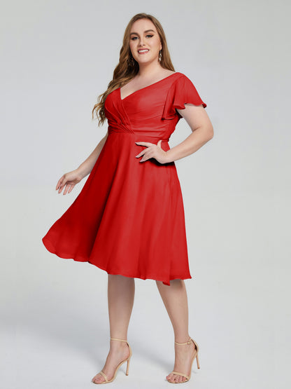 Alina Affordable Plus Size Short Bridesmaid Dresses with Sleeves