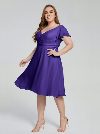Alina Affordable Plus Size Short Bridesmaid Dresses with Sleeves