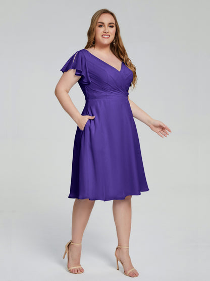 Alina Affordable Plus Size Short Bridesmaid Dresses with Sleeves