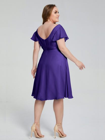 Alina Affordable Plus Size Short Bridesmaid Dresses with Sleeves