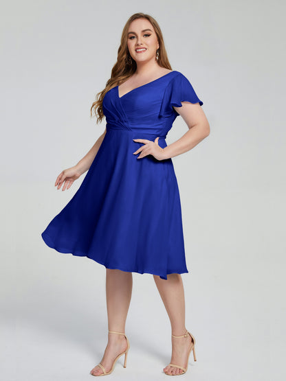 Alina Affordable Plus Size Short Bridesmaid Dresses with Sleeves