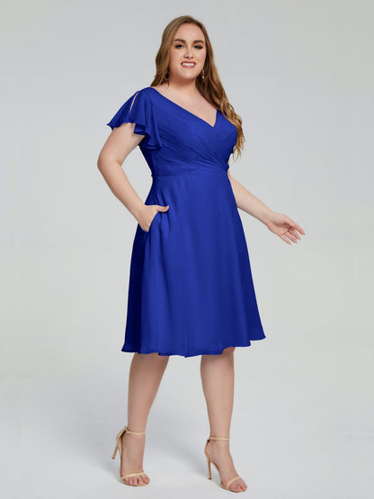 Alina Affordable Plus Size Short Bridesmaid Dresses with Sleeves