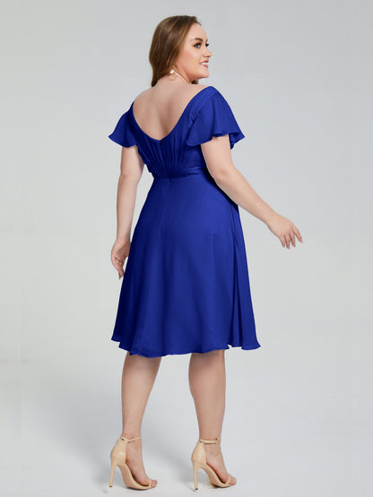 Alina Affordable Plus Size Short Bridesmaid Dresses with Sleeves