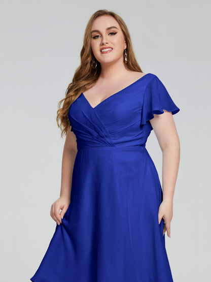 Alina Affordable Plus Size Short Bridesmaid Dresses with Sleeves