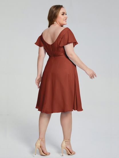 Alina Affordable Plus Size Short Bridesmaid Dresses with Sleeves