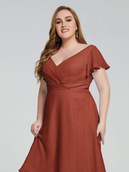 Alina Affordable Plus Size Short Bridesmaid Dresses with Sleeves