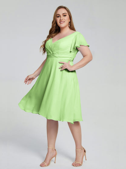 Alina Affordable Plus Size Short Bridesmaid Dresses with Sleeves