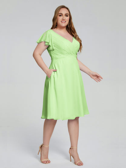 Alina Affordable Plus Size Short Bridesmaid Dresses with Sleeves