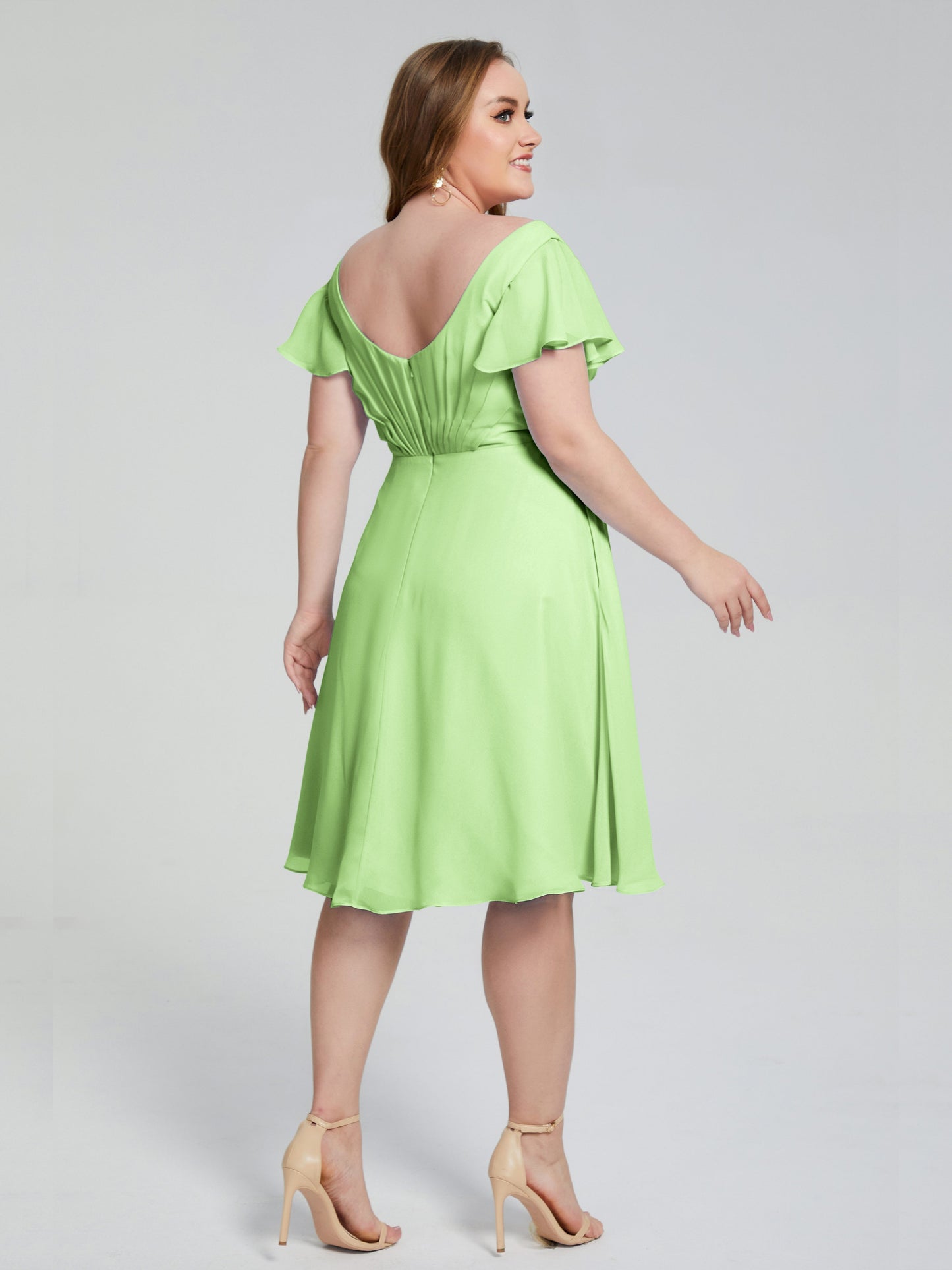 Alina Affordable Plus Size Short Bridesmaid Dresses with Sleeves