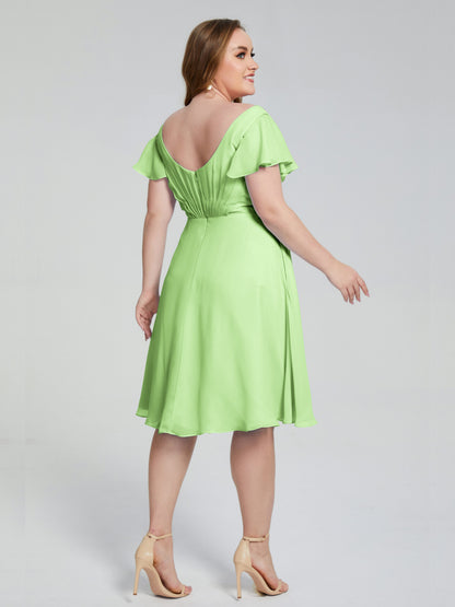 Alina Affordable Plus Size Short Bridesmaid Dresses with Sleeves