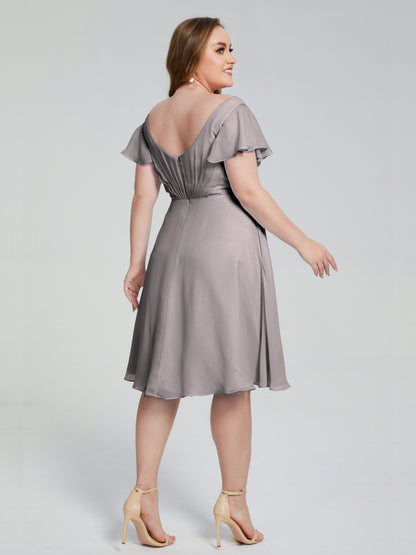 Alina Affordable Plus Size Short Bridesmaid Dresses with Sleeves