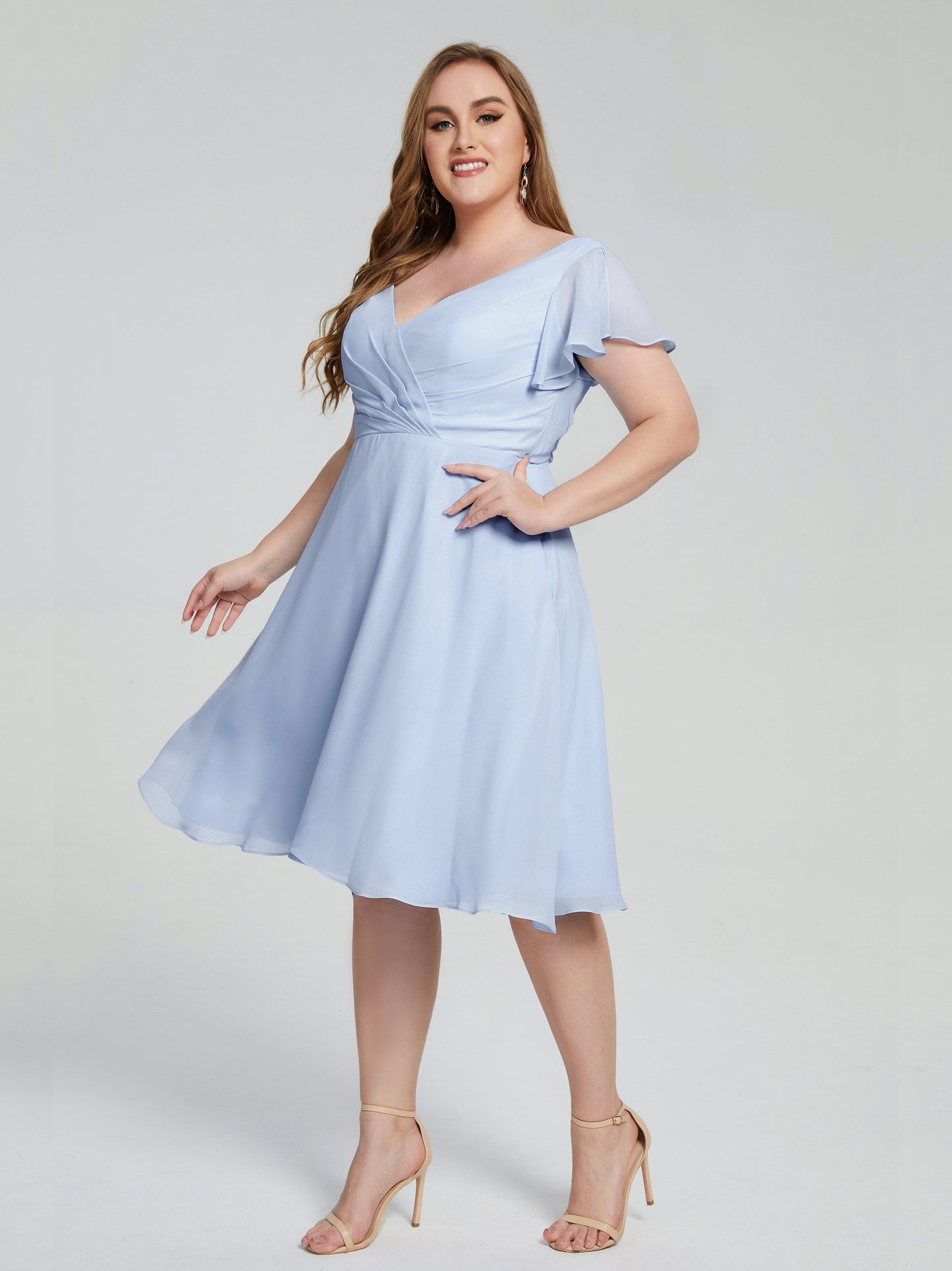 Alina Affordable Plus Size Short Bridesmaid Dresses with Sleeves