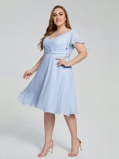 Alina Affordable Plus Size Short Bridesmaid Dresses with Sleeves