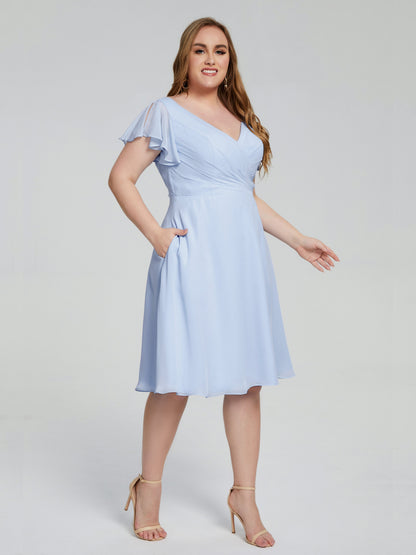 Alina Affordable Plus Size Short Bridesmaid Dresses with Sleeves