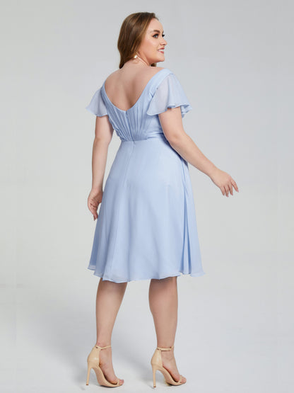 Alina Affordable Plus Size Short Bridesmaid Dresses with Sleeves