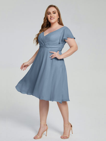 Alina Affordable Plus Size Short Bridesmaid Dresses with Sleeves