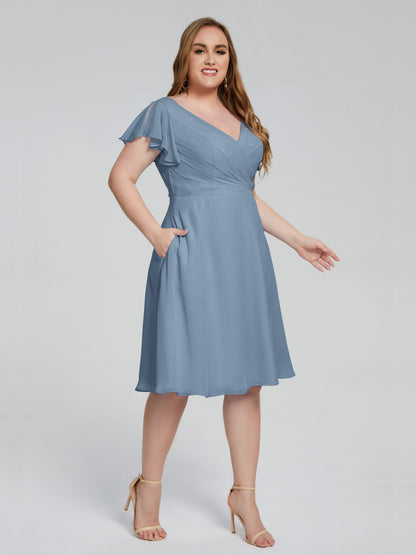 Alina Affordable Plus Size Short Bridesmaid Dresses with Sleeves