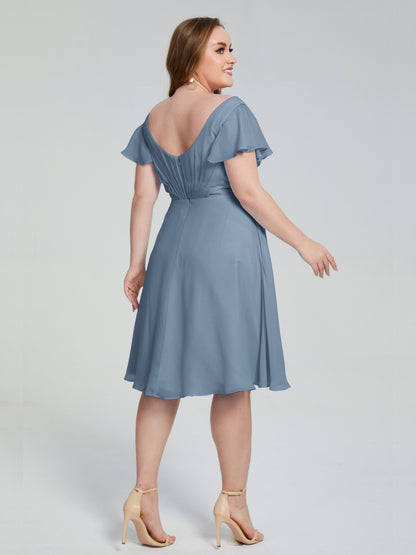 Alina Affordable Plus Size Short Bridesmaid Dresses with Sleeves