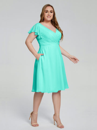 Alina Affordable Plus Size Short Bridesmaid Dresses with Sleeves
