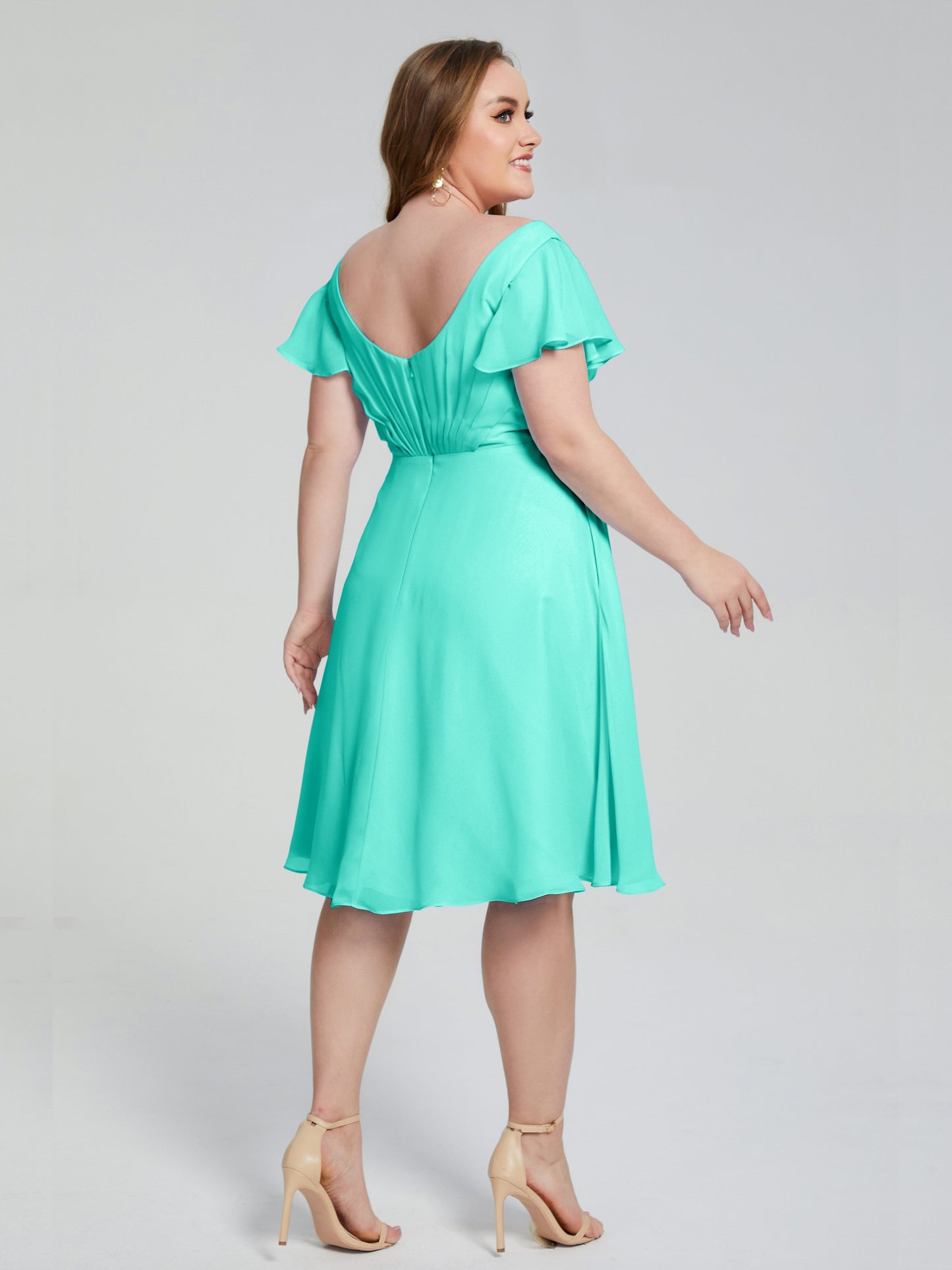 Alina Affordable Plus Size Short Bridesmaid Dresses with Sleeves