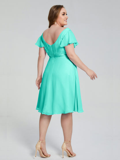 Alina Affordable Plus Size Short Bridesmaid Dresses with Sleeves