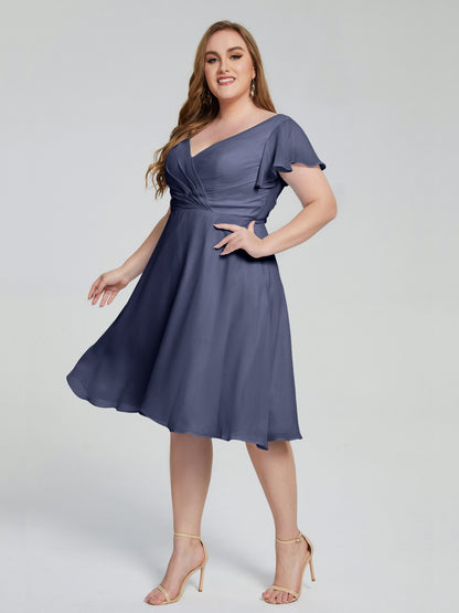 Alina Affordable Plus Size Short Bridesmaid Dresses with Sleeves