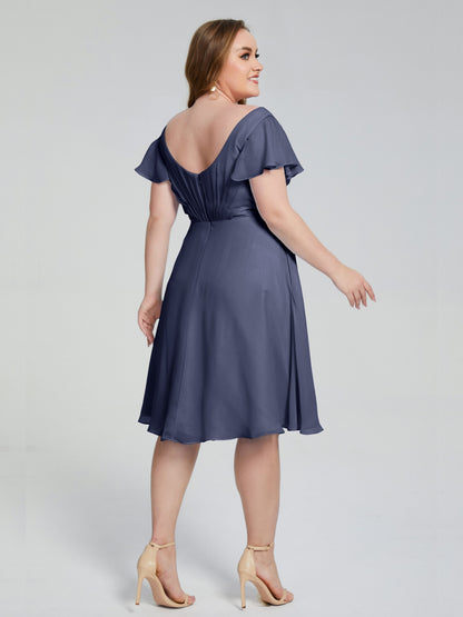 Alina Affordable Plus Size Short Bridesmaid Dresses with Sleeves