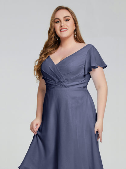 Alina Affordable Plus Size Short Bridesmaid Dresses with Sleeves