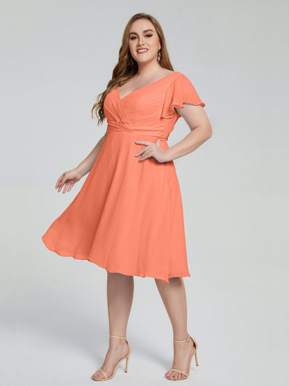 Alina Affordable Plus Size Short Bridesmaid Dresses with Sleeves