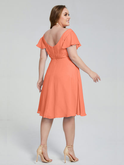 Alina Affordable Plus Size Short Bridesmaid Dresses with Sleeves