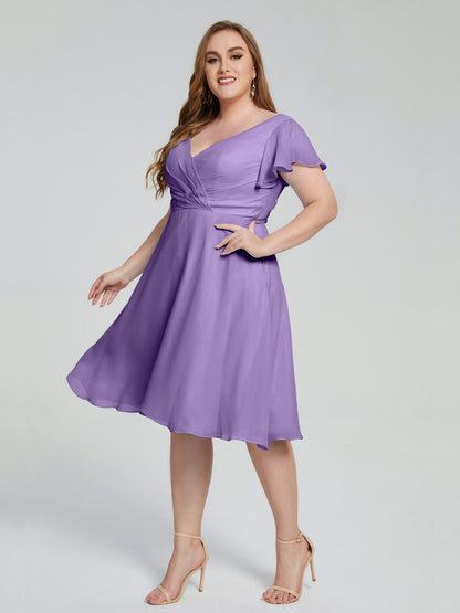 Alina Affordable Plus Size Short Bridesmaid Dresses with Sleeves