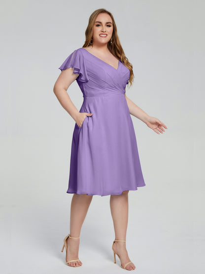 Alina Affordable Plus Size Short Bridesmaid Dresses with Sleeves