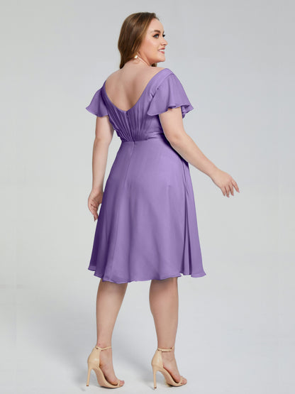 Alina Affordable Plus Size Short Bridesmaid Dresses with Sleeves