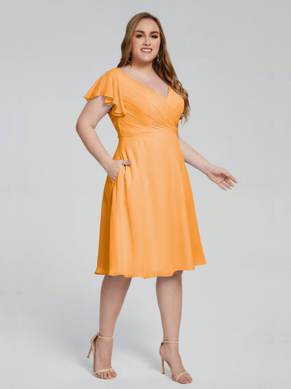 Alina Affordable Plus Size Short Bridesmaid Dresses with Sleeves