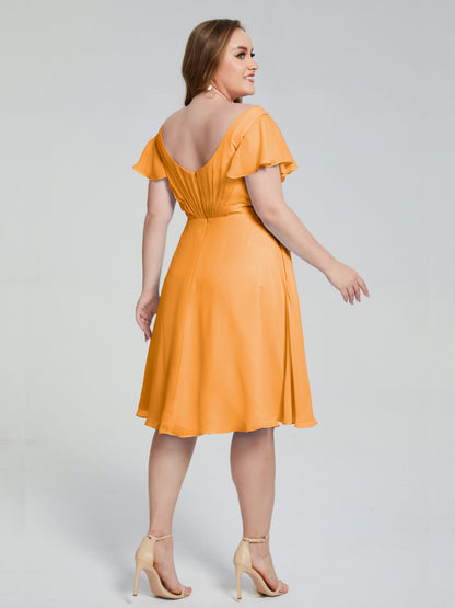 Alina Affordable Plus Size Short Bridesmaid Dresses with Sleeves