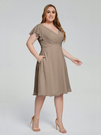 Alina Affordable Plus Size Short Bridesmaid Dresses with Sleeves