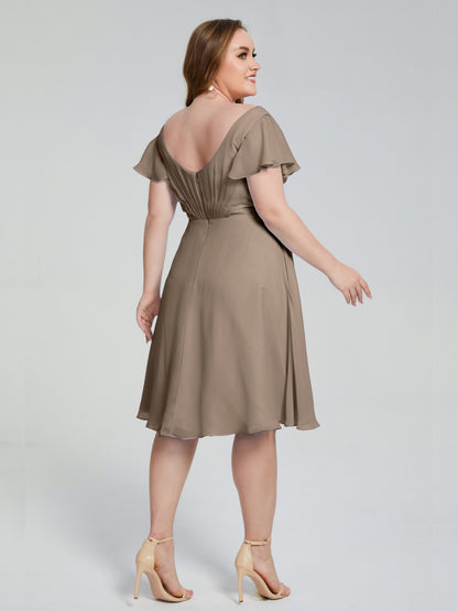 Alina Affordable Plus Size Short Bridesmaid Dresses with Sleeves
