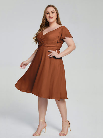 Alina Affordable Plus Size Short Bridesmaid Dresses with Sleeves