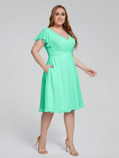 Alina Affordable Plus Size Short Bridesmaid Dresses with Sleeves