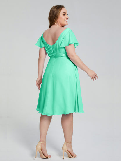Alina Affordable Plus Size Short Bridesmaid Dresses with Sleeves