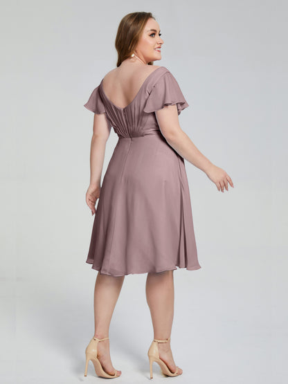 Alina Affordable Plus Size Short Bridesmaid Dresses with Sleeves