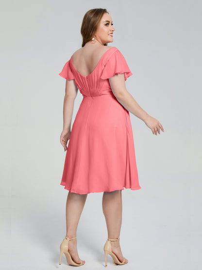 Alina Affordable Plus Size Short Bridesmaid Dresses with Sleeves