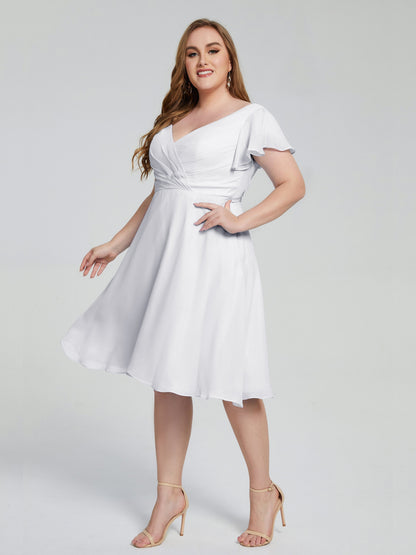 Alina Affordable Plus Size Short Bridesmaid Dresses with Sleeves