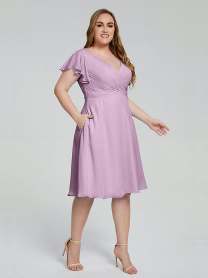 Alina Affordable Plus Size Short Bridesmaid Dresses with Sleeves